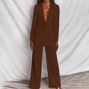 Chic Women’s Trouser Suit - Longline Blazer & Wide-Leg Pants