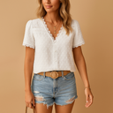 Women’s V-Neck Lace Blouse – Ideal for Work and Events