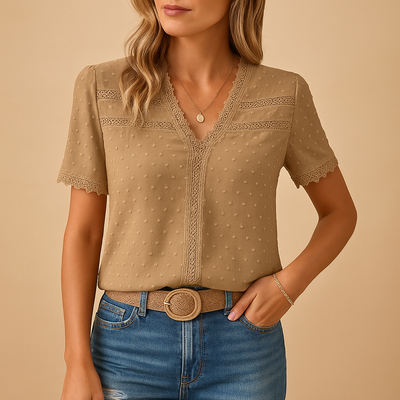 Women’s V-Neck Lace Blouse – Ideal for Work and Events