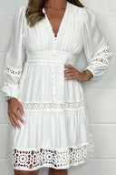 V-Neck Cotton Lace Dress for Stylish Occasions