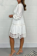V-Neck Cotton Lace Dress for Stylish Occasions