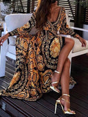 Bohemian Wrap Dress with Stylish Slit