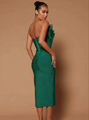 Strapless Feather-Accented Bodycon Dress