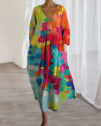 Vibrant V-Neck Midi Dress for Every Occasion