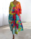 Vibrant V-Neck Printed Dress for Every Occasion