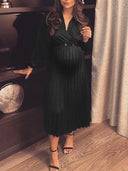 Chic Off-Shoulder Pleated Maxi Dress for Maternity