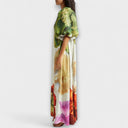 Floral Maxi Dress with Asymmetrical Neckline for Special Occasions