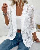 Chic Lace Blazer with Revers Collar
