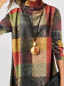 Chic Check Pattern Turtleneck Dress for Women