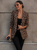Leopard Print Long Blazer for Year-Round Style