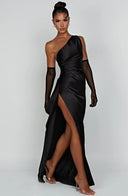 Chic Satin Pleated Maxi Dress