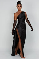 Chic Satin Pleated Maxi Dress