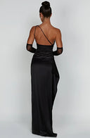 One Shoulder Satin Slit Dress for Chic Style