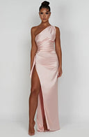 Chic Satin Pleated Maxi Dress