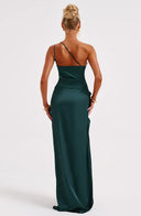 One Shoulder Satin Slit Dress for Chic Style