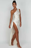 Chic Satin Pleated Maxi Dress