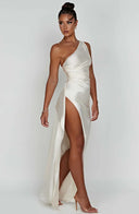 Chic Satin Pleated Maxi Dress