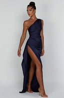 One-Shoulder Satin Slit Dress for Chic Styles
