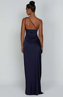 One-Shoulder Satin Slit Dress for Chic Styles