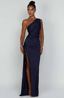 Chic Satin Pleated Maxi Dress