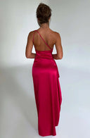 One Shoulder Satin Slit Dress for Chic Style