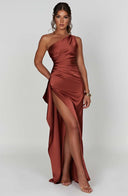 Chic Satin Pleated Maxi Dress