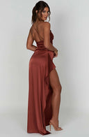 Chic Satin Pleated Maxi Dress