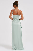 Chic Satin Pleated Maxi Dress