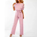 Beige Jumpsuit with Stylish Belt Detail