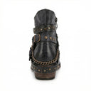 Vintage-Inspired Chain Accent Ankle Boots
