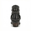 Vintage-Inspired Chain Accent Ankle Boots