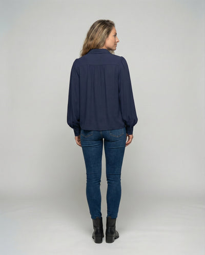 Chic Puff Sleeve Blouse with Button Accents