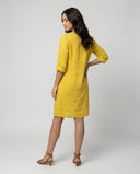 V-Neck Linen Dress for Women - Loose Fit Style