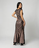 Sequin-Embellished Long Evening Gown for Festive Celebrations