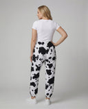 Chic Cow Print Women's Relaxed Fit Pants with Elastic Waistband