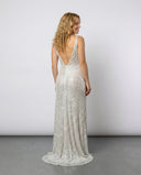 Embroidered Women's Evening Dress with Shimmering Accents