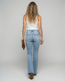 High-Waisted Women's Flared Jeans with Frayed Hem
