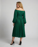 Chic Off-Shoulder Pleated Maxi Dress for Maternity