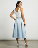 Chic High Neck Midi Dress with Flowing Skirt