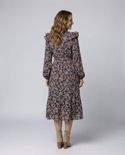 Floral Women's Blouse Dress with Adjustable Belt