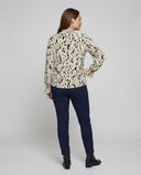 Chic Ruffled Hem Animal Print Blouse