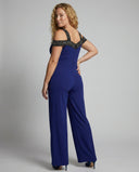 Chic Off-Shoulder Women's Jumpsuit with Glittering Décolleté for Events