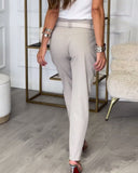 Patchwork Trousers with Statement Belt