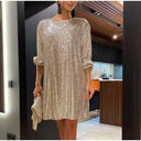Glittering Women's Evening Dress with Stylish Waistband