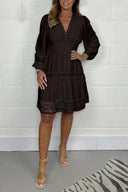 V-Neck Cotton Lace Dress for Stylish Occasions