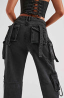 Chic Denim Cargo Trousers for Women