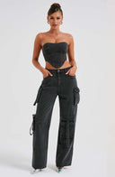 Chic Denim Cargo Trousers for Women