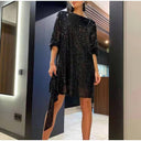 Glittering Women's Evening Dress with Stylish Waistband