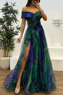 Wedding Guest Dress - Off Shoulder Maxi
