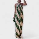 Chic Striped Halter Backless Maxi Dress for Events